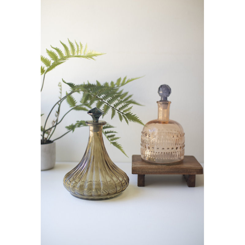 Décanteurs en verre Kalalou - Ensemble de deux bouteilles décoratives peintes de 9 po de hauteur