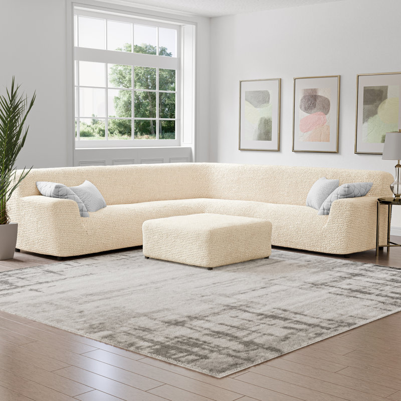 Housse extensible pour très grand canapé modulaire d'angle - Facile à nettoyer et durable - Collection Comfort, Large Corner