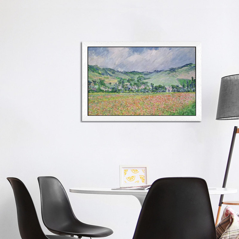 The Poppy Field Near Giverny, 1885 by Claude Monet - Painting on Canvas, 101.6 cm H x 66.04 cm W, White Framed
