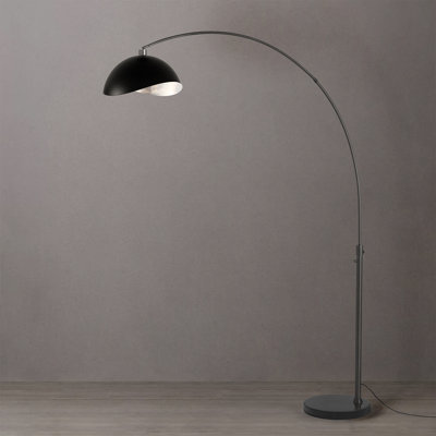 Luna Bella 92" Arc Lamp - Black Nickel, Black Marble Base, Matte Black/Silver Half-Dome, Dimmable, Bulb Included