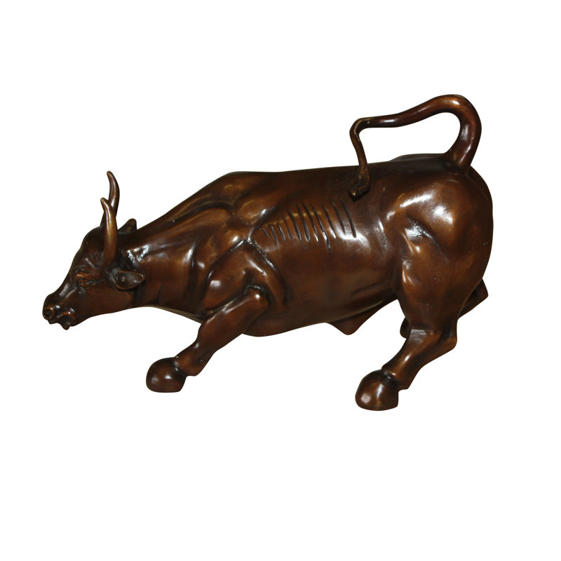 Petite statue de taureau en bronze Wall Street - sculpture emblématique Briallen, L 12 po x l 6 po x H 7,5 po
