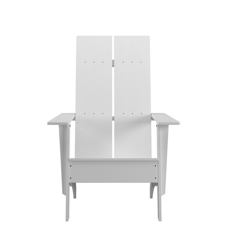 Balasi Modern Dual Slat Back Outdoor Adirondack Style Patio Chair, White