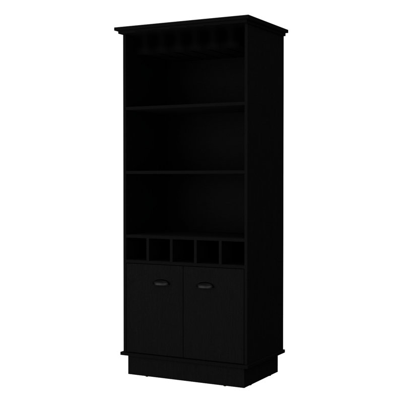 Black Glassware Rack Bar Cabinet - Modern And Practical Furniture With Display Efficient Organization Space