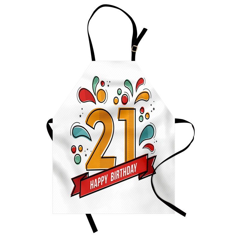 The Party Aisle™ Colorful Apron Unisex, Digital 21 Birthday, Adult Size, Multicolor