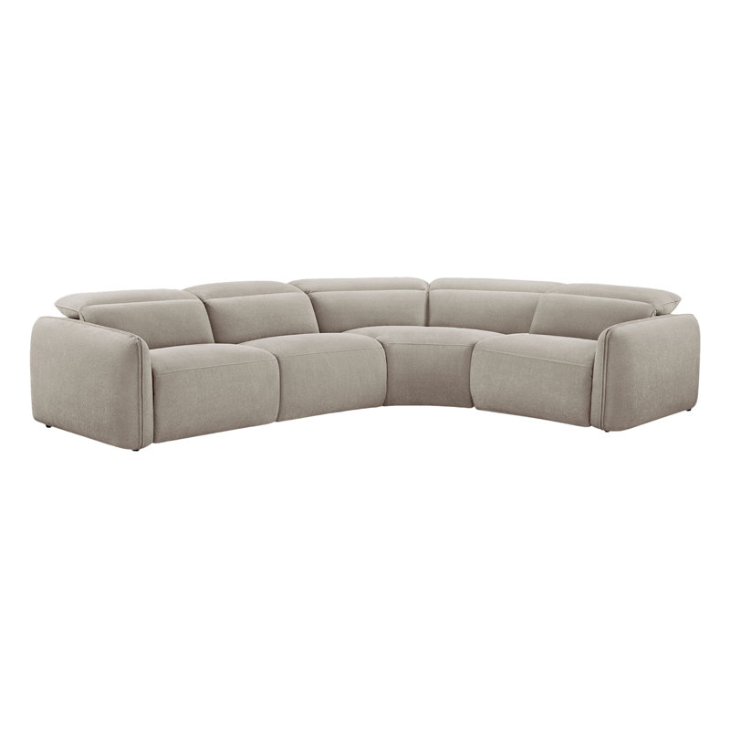 Bayne Upholstered Recliner Sectional, Elite Sand Chenille