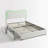 Twin Size Boucle Bed Frame Upholstered Platform with 2 Storage Drawers & LED Headboard, Solid Wood Slats Support for Kids, White-110157232-110157239