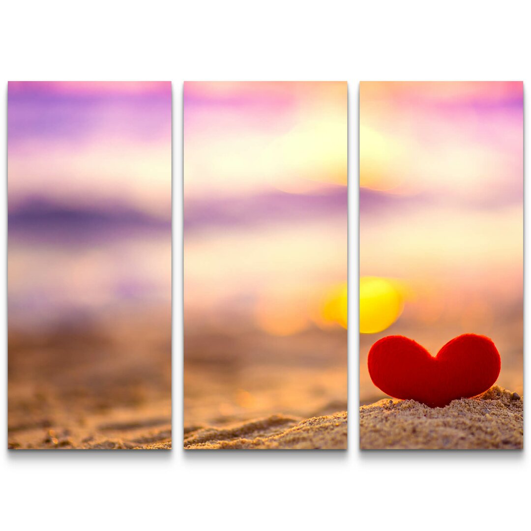 3-tlg. Leinwandbilder-Set Liebe am Strand