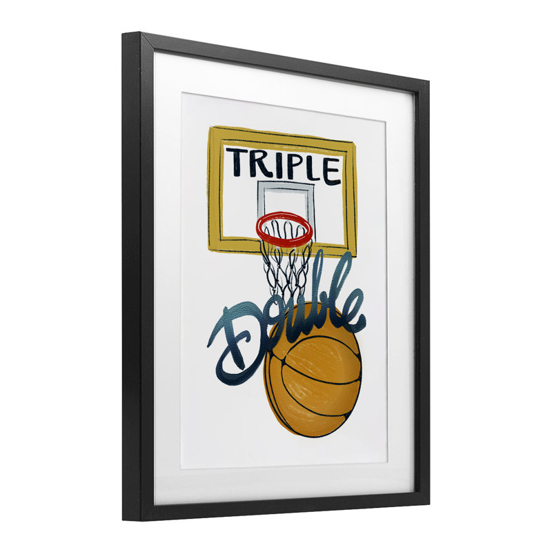 Triple Double Basketball, reproduction encadrée sous verre, conception de Connie Summers, H 21 po x l 17 po
