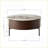 Modern White Round Coffee Table with Sintered Stone Top &amp; Oversized Drawers, Easy-Clean for Living Room