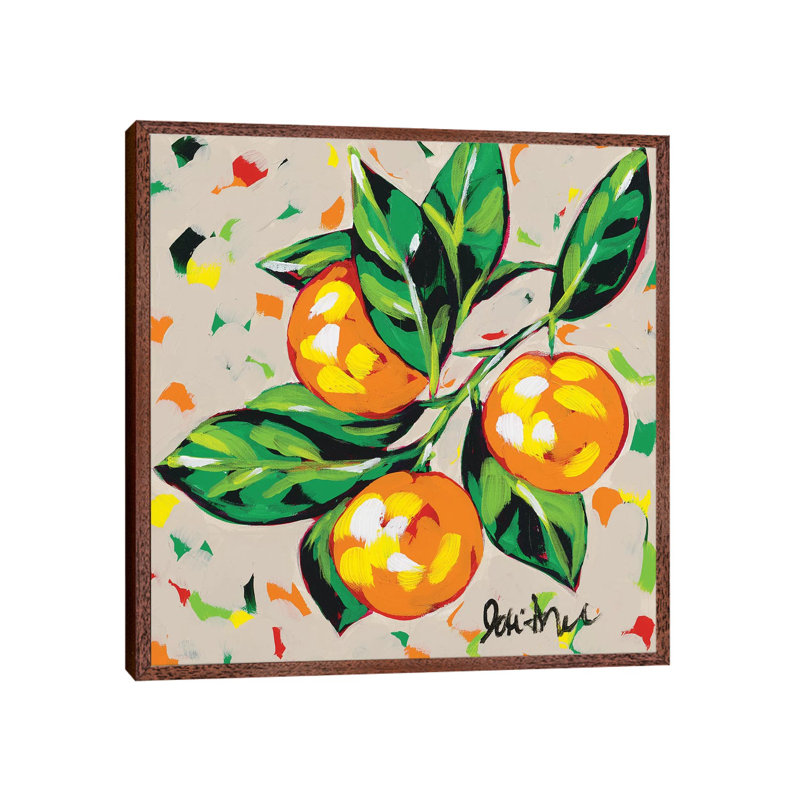 Fruit Sketch Oranges by Jodi Augustine - Painting on Canvas, Brown Framed, 93.98cm H x 93.98cm W x 3.81cm D