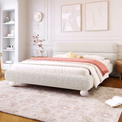 Upholstered Bed With Solid Round Legs