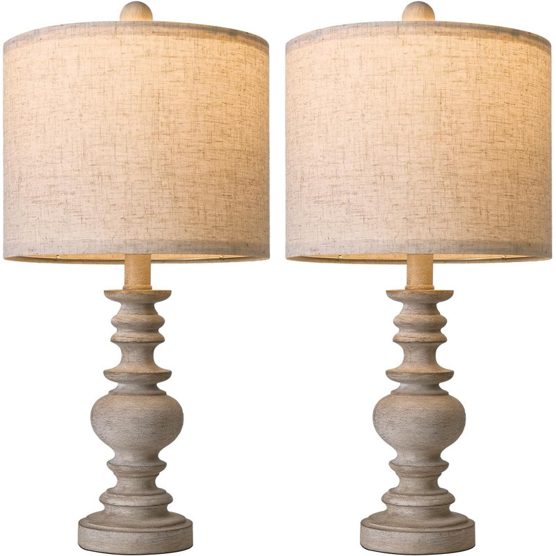 20" Antique Grey Table Lamp Set Of 2
