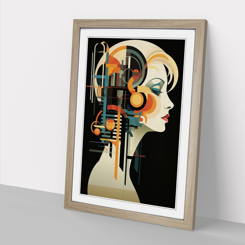 Bauhaus Art Nouveau Art - Framed Print, Oak Framed, 34cm H x 25cm W x 2cm D
