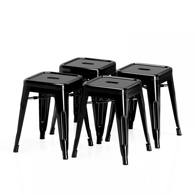 Ensemble de 4 tabourets de salle à manger 18 po en métal avec 4 chaises de bistro empilables sans dossier 18 pi