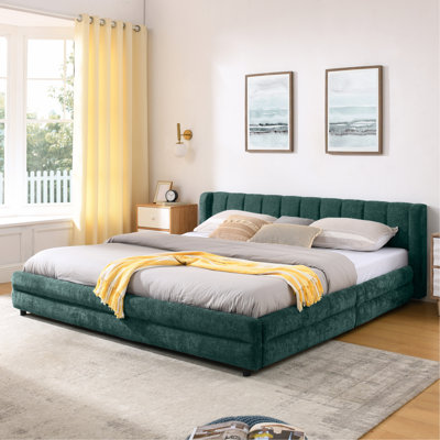 Queen Size Upholstered Bed Frame With Thick Fabric, Comfortable Upholstered Bed Frame, Chenille Fabric, With Headboard And Solid Bed Frame. With Drawer For Storage-Dark Grey(86''*68.5''*67'')