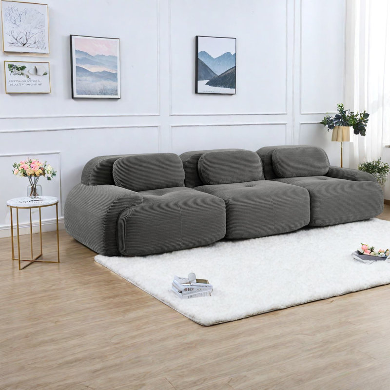 Canapés modulaires de qualité supérieure gris, velours côtelé, conception ergonomique pour la maison