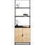 Étagère de 6 livres avec un éclat moderne côtier, bois noir et naturel, rangement pour bureaux à domicile, hauteur de 67 po