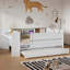 Lit de jour simple multifonctionnel avec tiroirs, lit gigogne, tête de lit, tables et station de charge USB pour des espaces de vie polyvalents-572664779