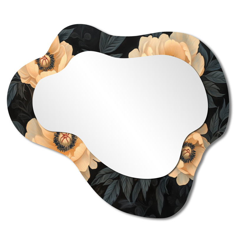 Miroir de meuble-lavabo traditionnel noir et beige, 25 po x 28 po