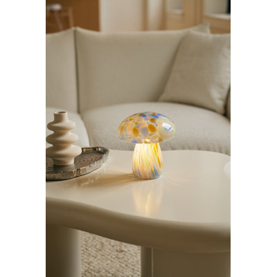 Portable Tall Close Top Glass Mushroom Lamp