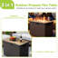 Table de foyer d'extérieur au propane en rotin 31,5 po x l 15 po avec couvercle