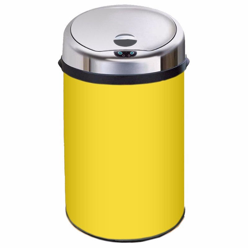 Ladson Steel Motion Sensor Kitchen Trash Can, 30L, Yellow