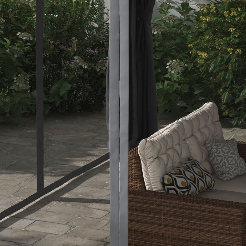 Aluminum Pergola with Canopy, Dark Gray, 88.25" H x 226" W x 141.3" D