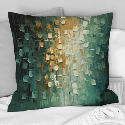 Célébration de la possibilité rétro - bleu sarcelle III - peinture abstraite imprimée, coussin décoratif
