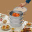 Casserole à vapeur à 3 niveaux en acier inoxydable avec couvercle visuel-134663857-134663858
