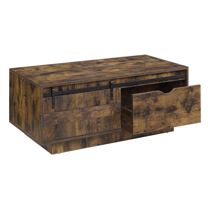 Table basse Aubriela, table basse rustique, table basse avec rangement