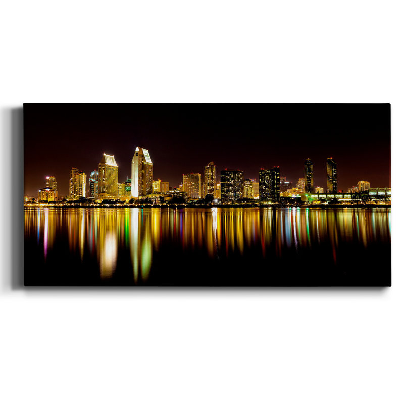 San Diego Skyline - impression sur toile tendue, H 16 po x l 8 po x P 1 po