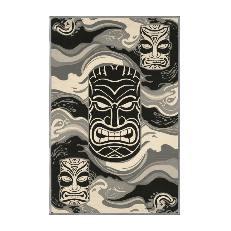 Tapis oriental brun lavable à la machine Joyce Ku, 5 x 8