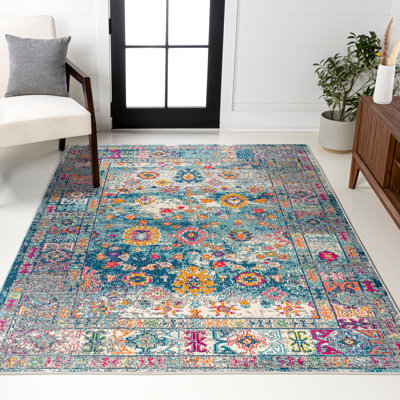 Lathan Bohemian FLAIR Boho Vintage Medallion Navy/Cream Rug