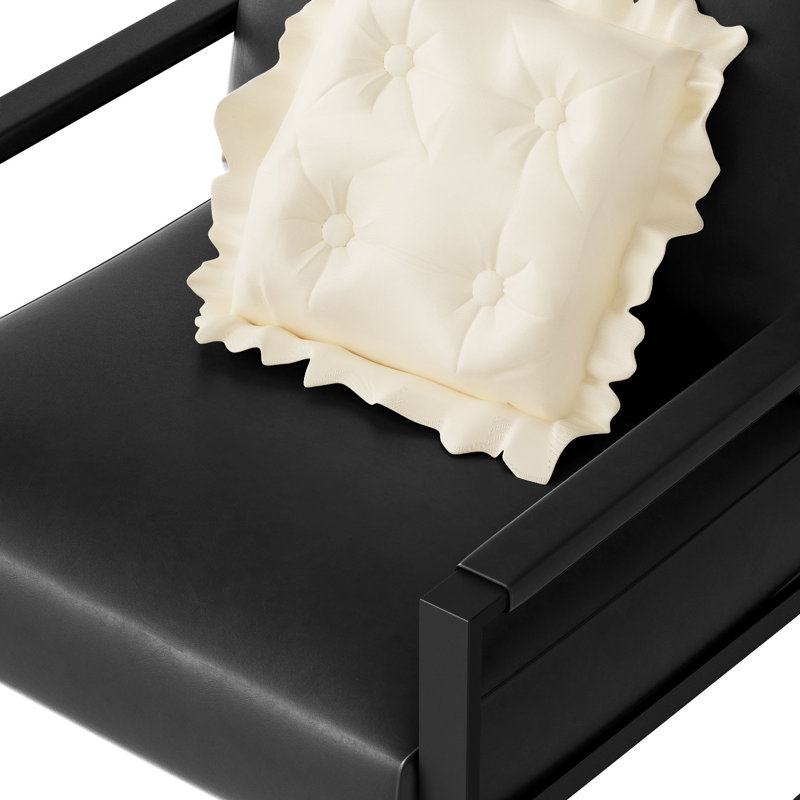 Angellina Faux Leather Armchair, Black Faux Leather