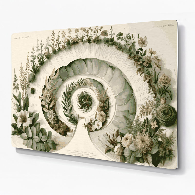 Art mural en métal beige botanique victorien, H 16 po x l 20 po