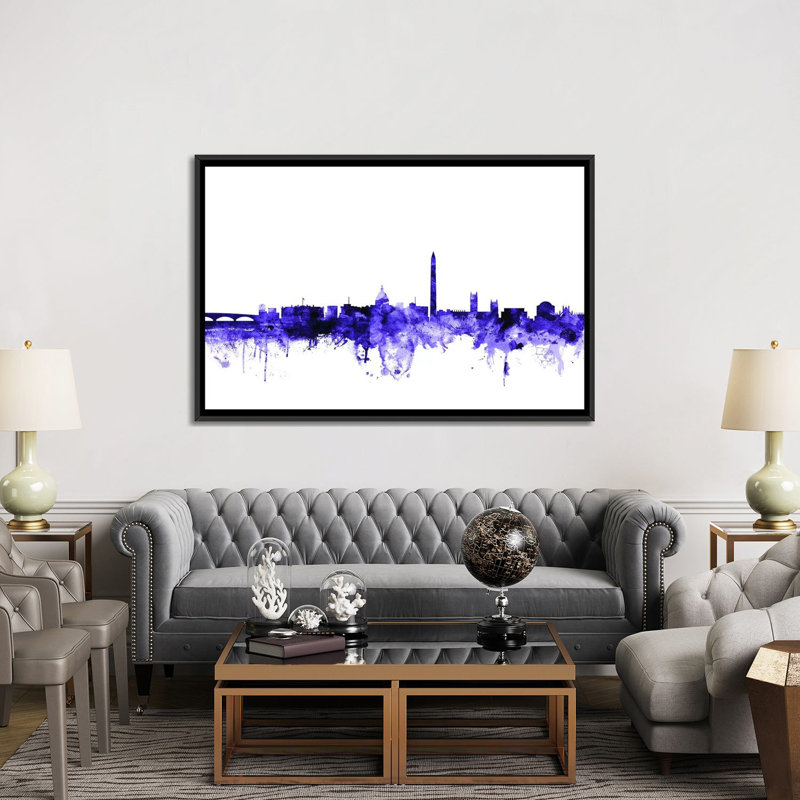 «Washington, DC Skyline» par Michael Tompsett, impression sur toile tendue, H 18 po x l 26 po x P 1,5 po, Pas de tapis