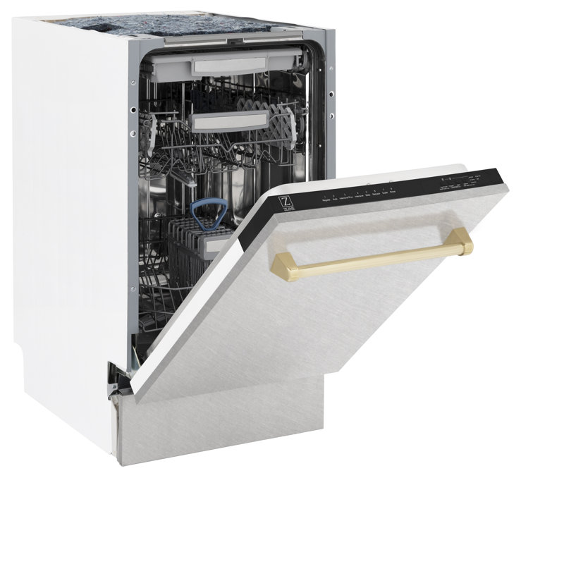ZLINE Autograph Edition 18” Compact Control Dishwasher in Fingerprint Resistant Stainless Steel, Gold 