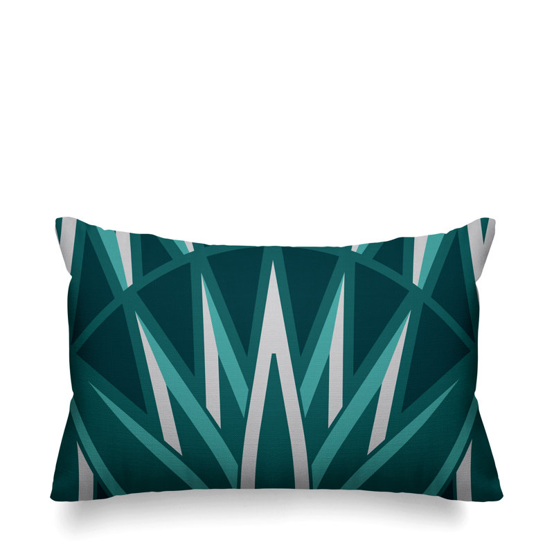 Ella Geometric Outdoor Reversible Throw Pillow, Teal