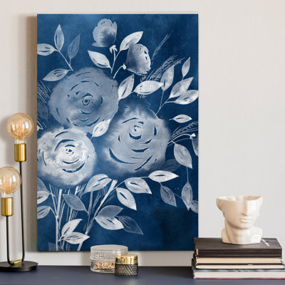" Cyanotype Roses I " Painting Print