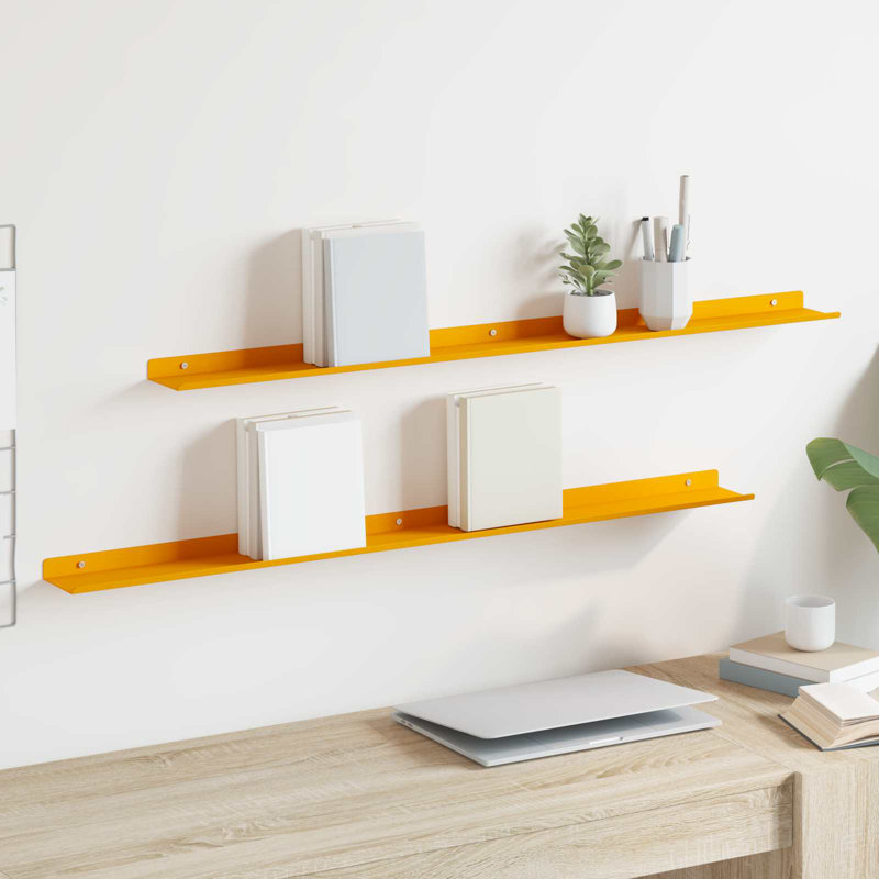 Steel Floating Shelf, Mustard Yellow