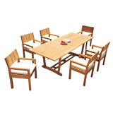 10 Seats 11 Pcs Grade-A Teak Wood Dining Set: 94" Double Extension Mas Rectangle Trestle Leg  Table And 10 Veranda Arm Chairs #01Vr1111