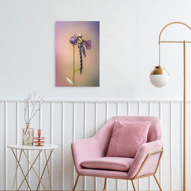 Vibrant Dragonfly Bloom Colorful Delicate Peaceful Dragonfly Nature Plant Wall Art Print by Fabrizio Daminelli - Print