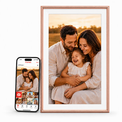  Cadre photo numérique 15,6 po WiFi avec application Frameo, affichage intelligent de photos Full HD à rotation automatique, 32 Go - argent
