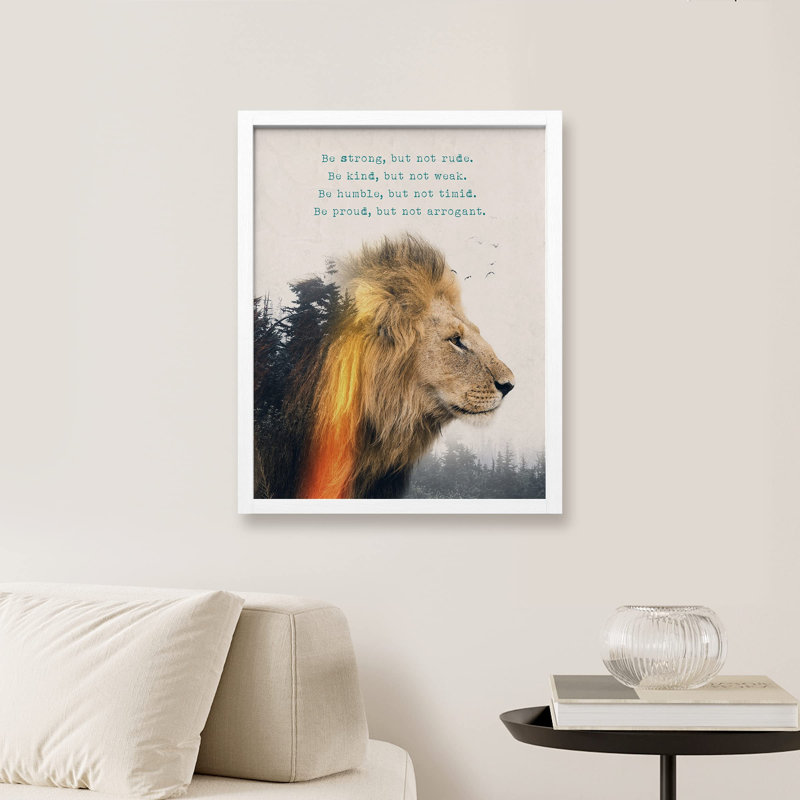 "Kind Humble Proud, le défi du lion", Blanc, H 10 po x l 8 po