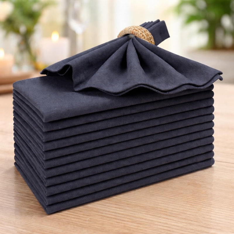 Lot de 12 serviettes de table en coton, 45,7 x 45,7 cm