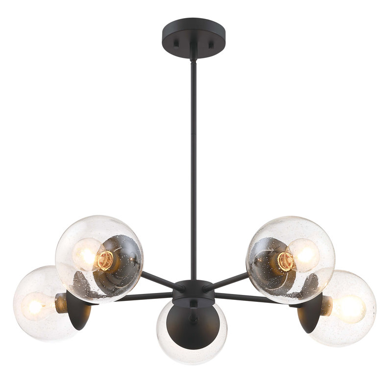 Bianca-Maria 5 - Light Dimmable Sputnik Modern Linear Chandelier, Matte Black