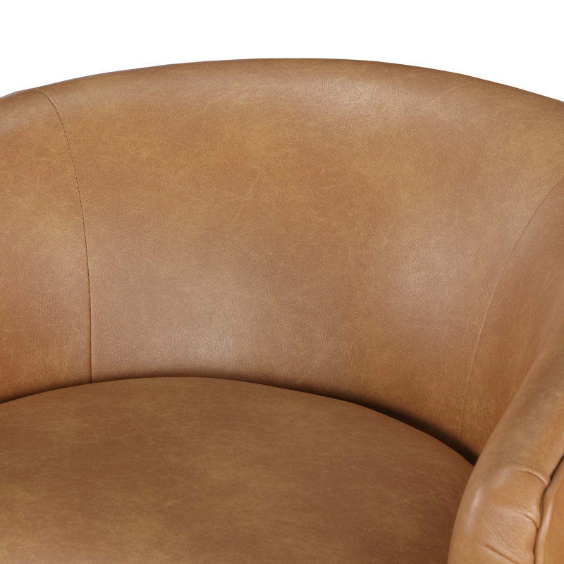 Fauteuil demi-tonneau pivotant de 29 po de largeur, Similicuir brun