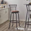 Ensemble de 3 tables de bar et chaises pour chaises de bar à hauteur de comptoir industrielle avec dossier en métal et siège en tissu