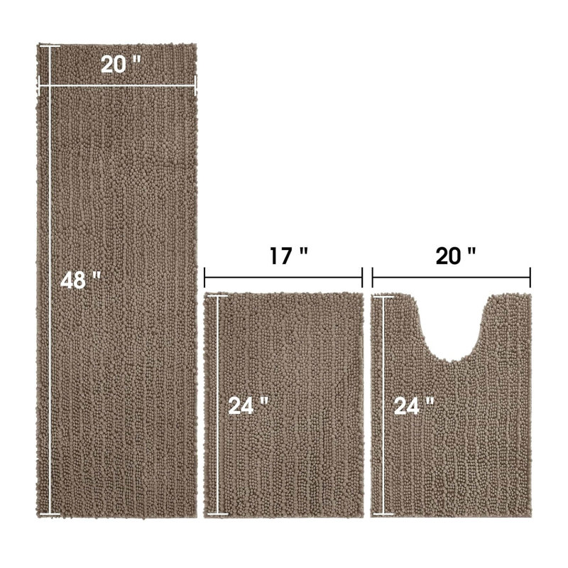 Chenille Non-Slip Bath Mat, Dark Beige