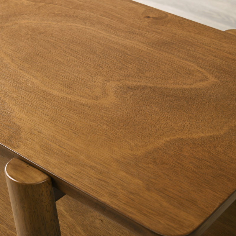 Table basse en noyer de style Mid-Century moderne, 3 tablettes avec tablettes de rangement
